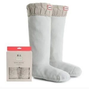 Hunter Original Tall Boot Cable Knit Cuff Socks Greige Grey Size XL NEW